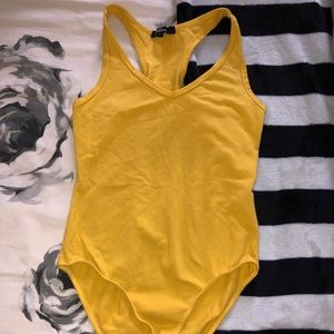 Mustard racer back bodysuit